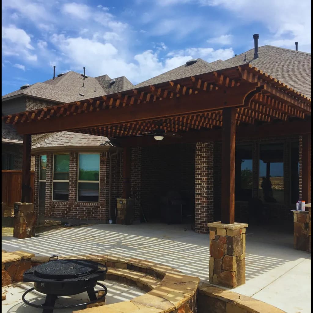 Pergola and stone patio